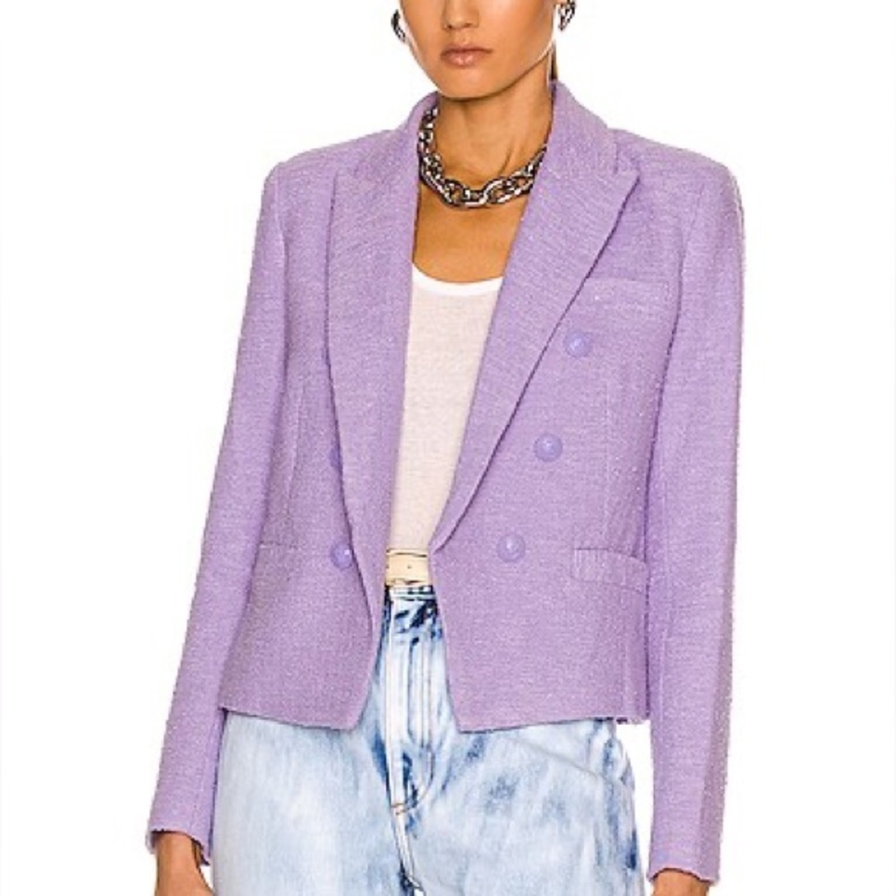 L’AGENCE Brooke Double Breasted Crop Blazer in Lavender Sz 2